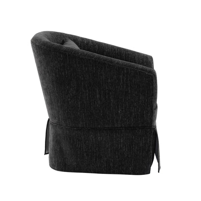 360-degree Swivel Accent Armchair Linen Blend BLACK