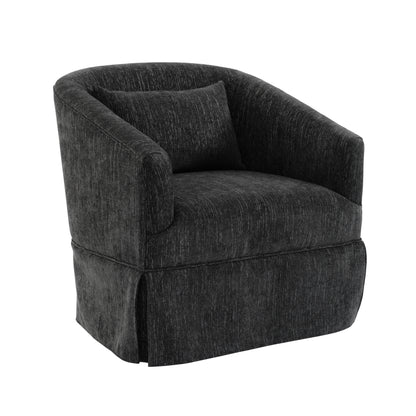 360-degree Swivel Accent Armchair Linen Blend BLACK