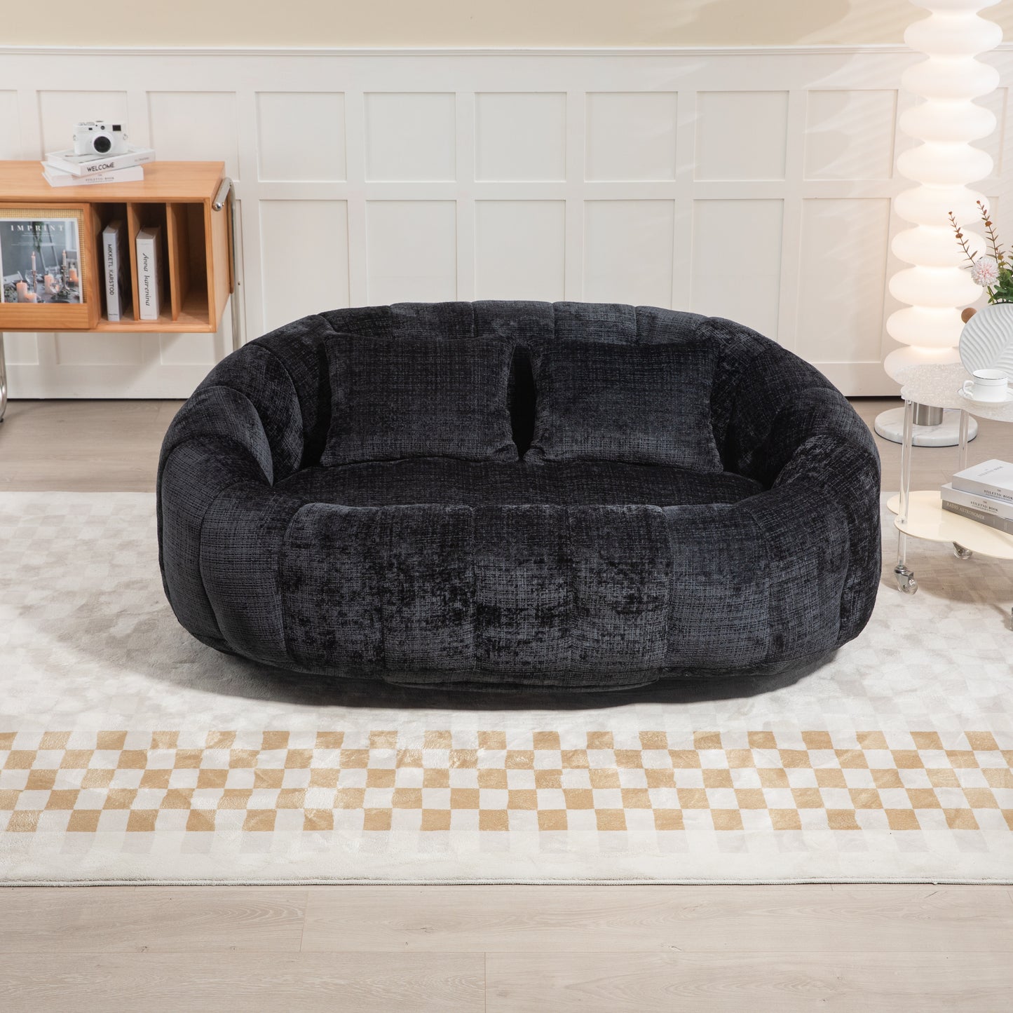 Bean Bag sofa Lazy Sofa Durable Comfort Lounger High Back Bean Bag Chair Couch for Adults and Kids, Indoor & Outdoor, Accent Floor Soft Lounge Chair (Black chenille)