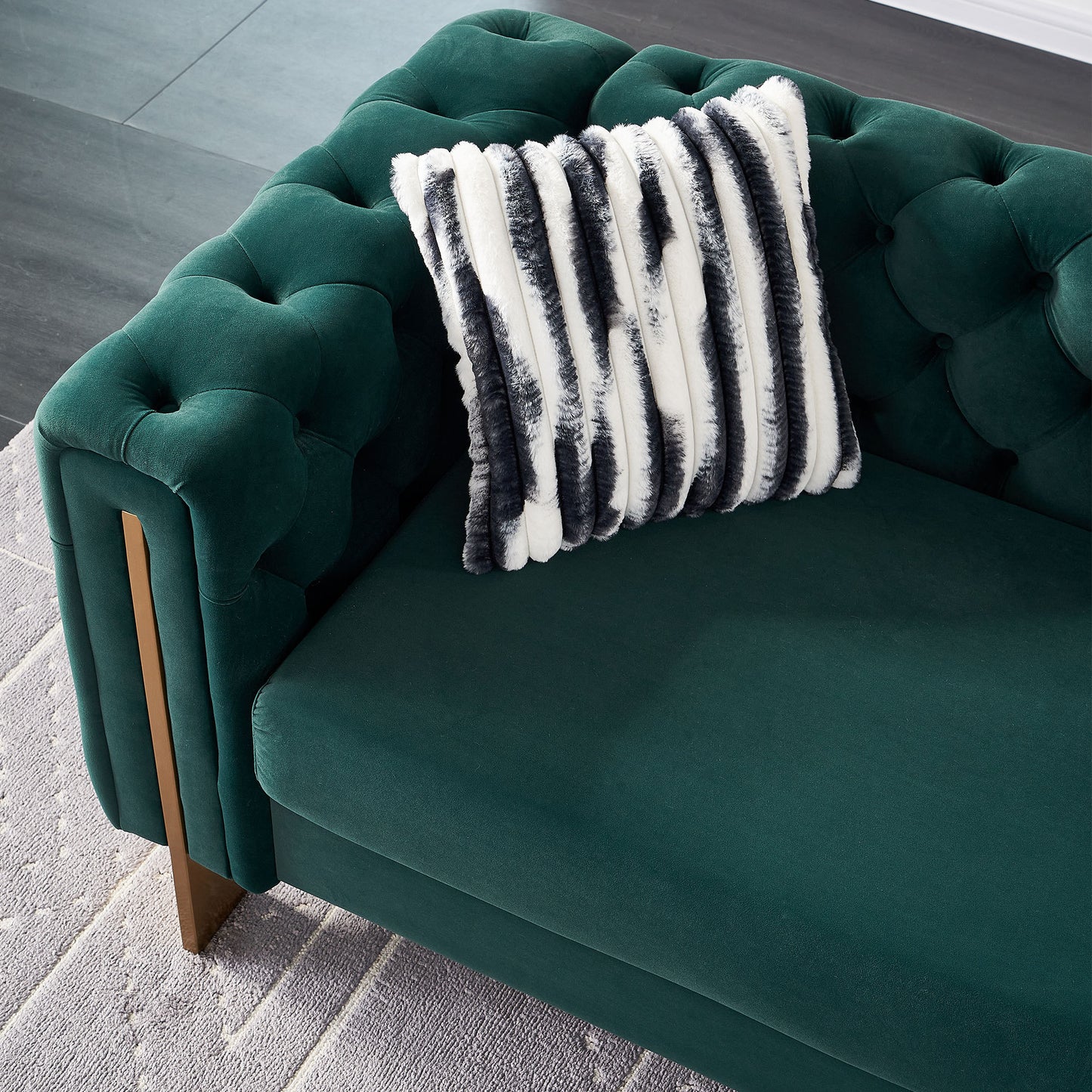 Modern Tufted Velvet Living Room Sofa, 84.25''W Couch,Green