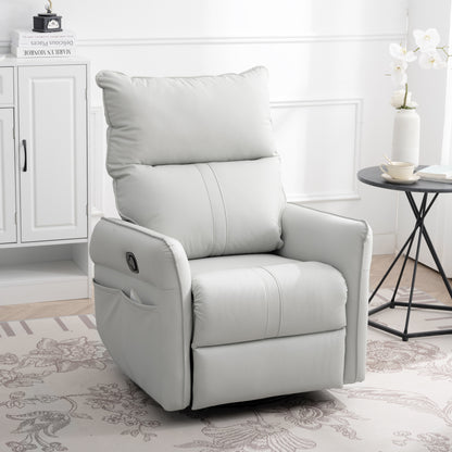 Rocking Recliner Chair,360 Degree Swivel Nursery Rocking Chair,Glider Chair,Modern Small Rocking Swivel Recliner Chair for Bedroom,Living Room Chair Home Theater Seat,Side Pocket(Light Gray)