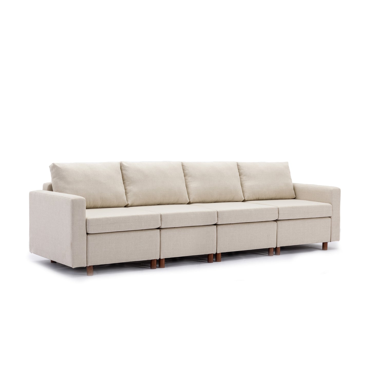 4 Seat Module Sectional Sofa Couch With 1 Ottoman for living room,Seat Cushion and Back Cushion Non-Removable and Non-Washable,Cream