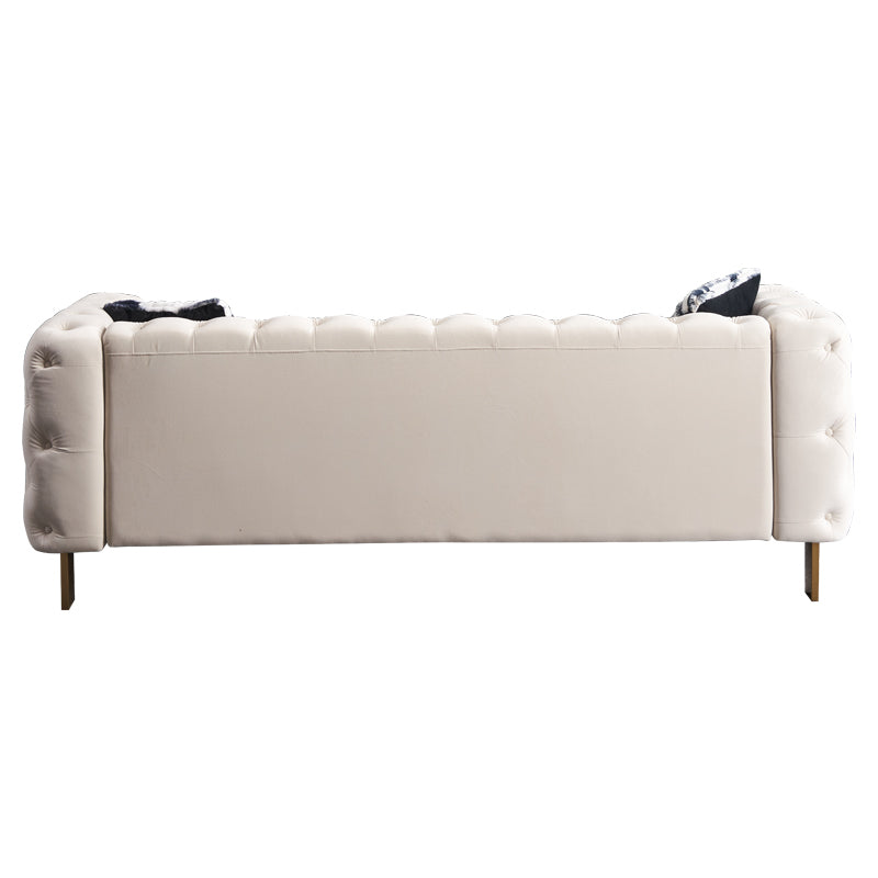 Modern Tufted Velvet Living Room Sofa, 84.25''W Couch,Cream