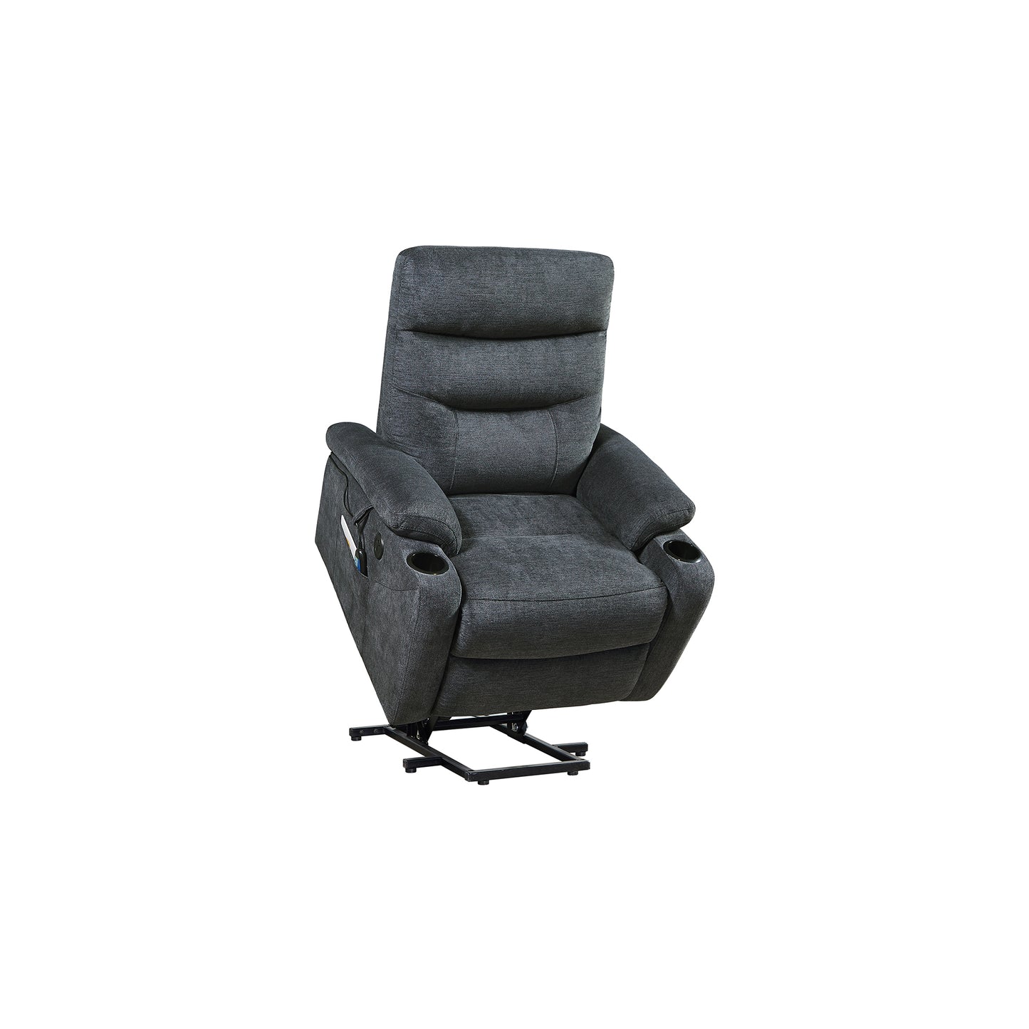 Electric Power Lift Recliner Chair with Massage and Heat for Elderly, 3 Positions, 2 Side Pockets, Cup Holders, USB Charge Ports, High-end Quality Cloth Power Reclining Chair For Living Room.