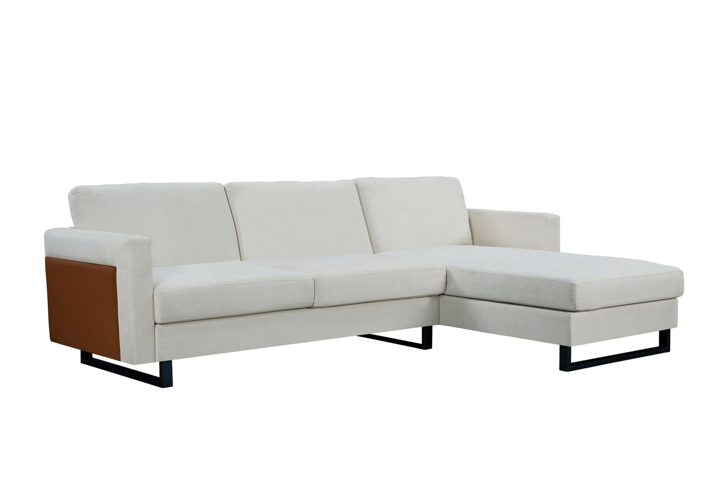 SOFA The best choice products upholstered sectional sofa for families, apartments, dormitories, award rooms, compact space with chaise longue, 3 seats, L-shaped design, off-white