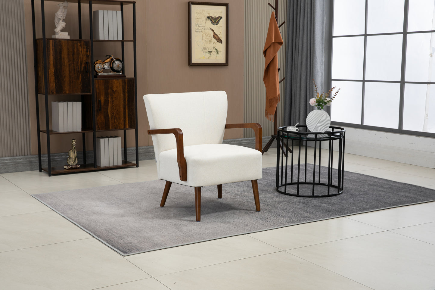 Wood Frame Armchair, Modern Accent Chair Lounge Chair for Living Room