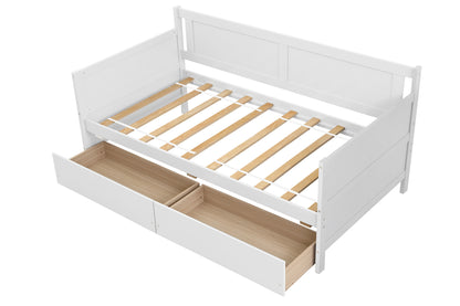 Daybed with two drawers, Twin size Sofa Bed, Two Storage Drawers for Bedroom,Living Room,White(New SKU:W504P149045)