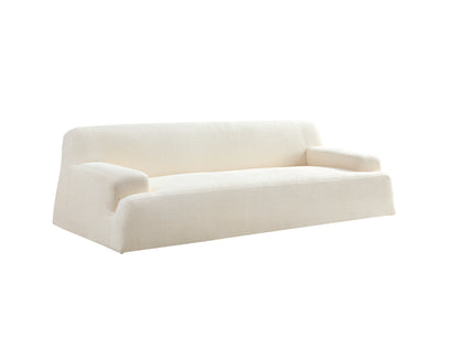 White sofa, durable fabric, solid wood frame, high density sponge filler