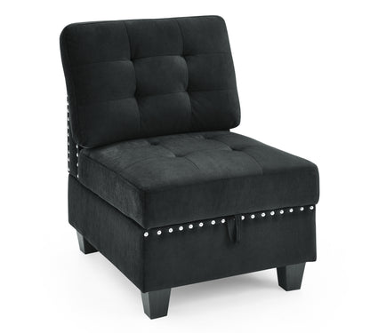 U shape Modular Sectional Sofa,DIY Combination,includes Two Single Chair,Two Corner and Two Ottoman,Black Velvet.