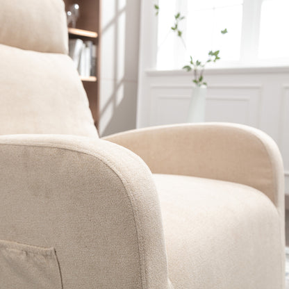 Upholstered Swivel Glider.Rocking Chair for Nursery in Beige.Modern Style One Left Bag