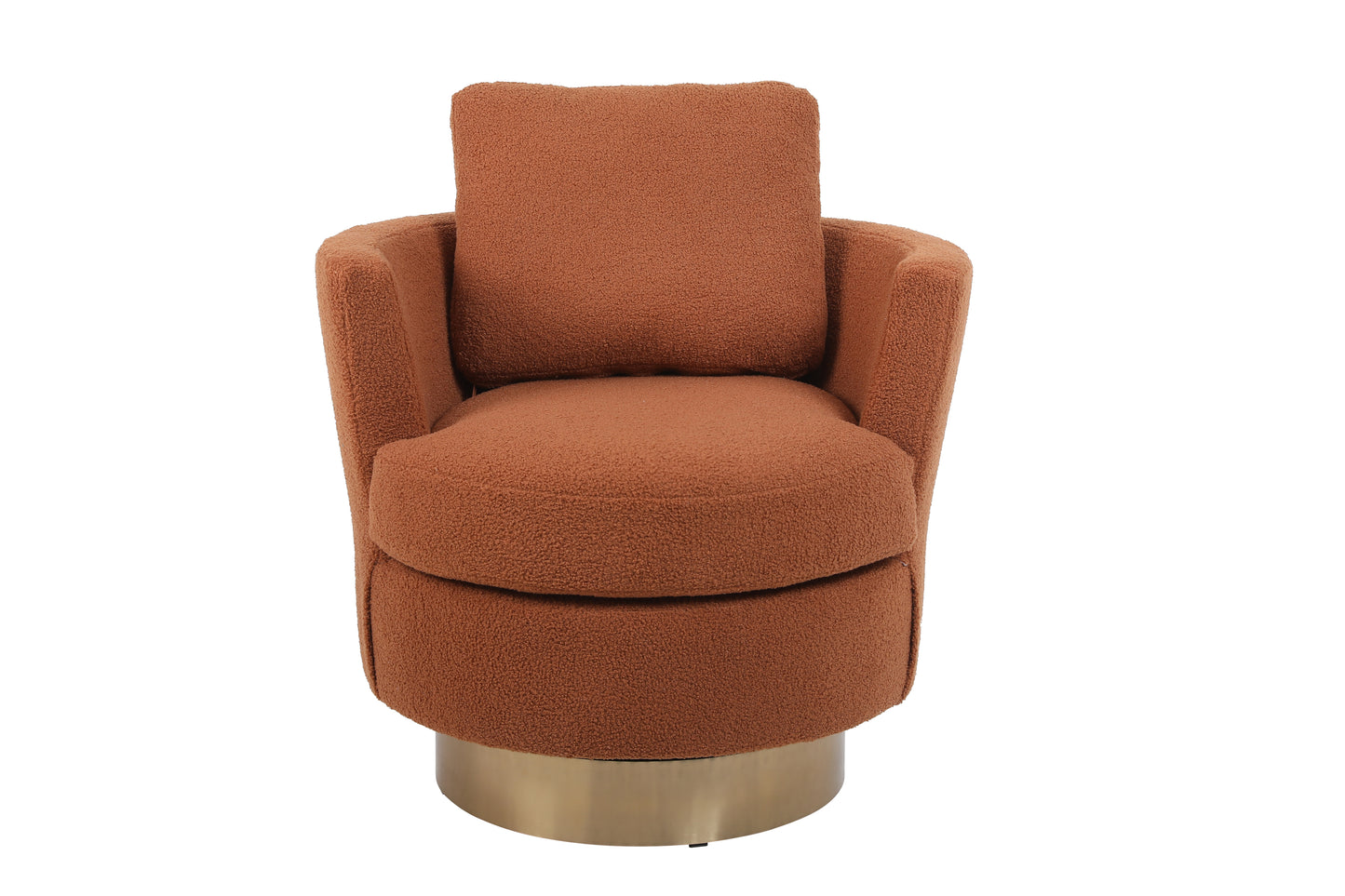 Teddy Swivel Barrel Chair, Swivel Accent Chairs Armchair for Living Room, Reading Chairs for Bedroom Comfy, Round Barrel Chairs with Gold Stainless Steel Base