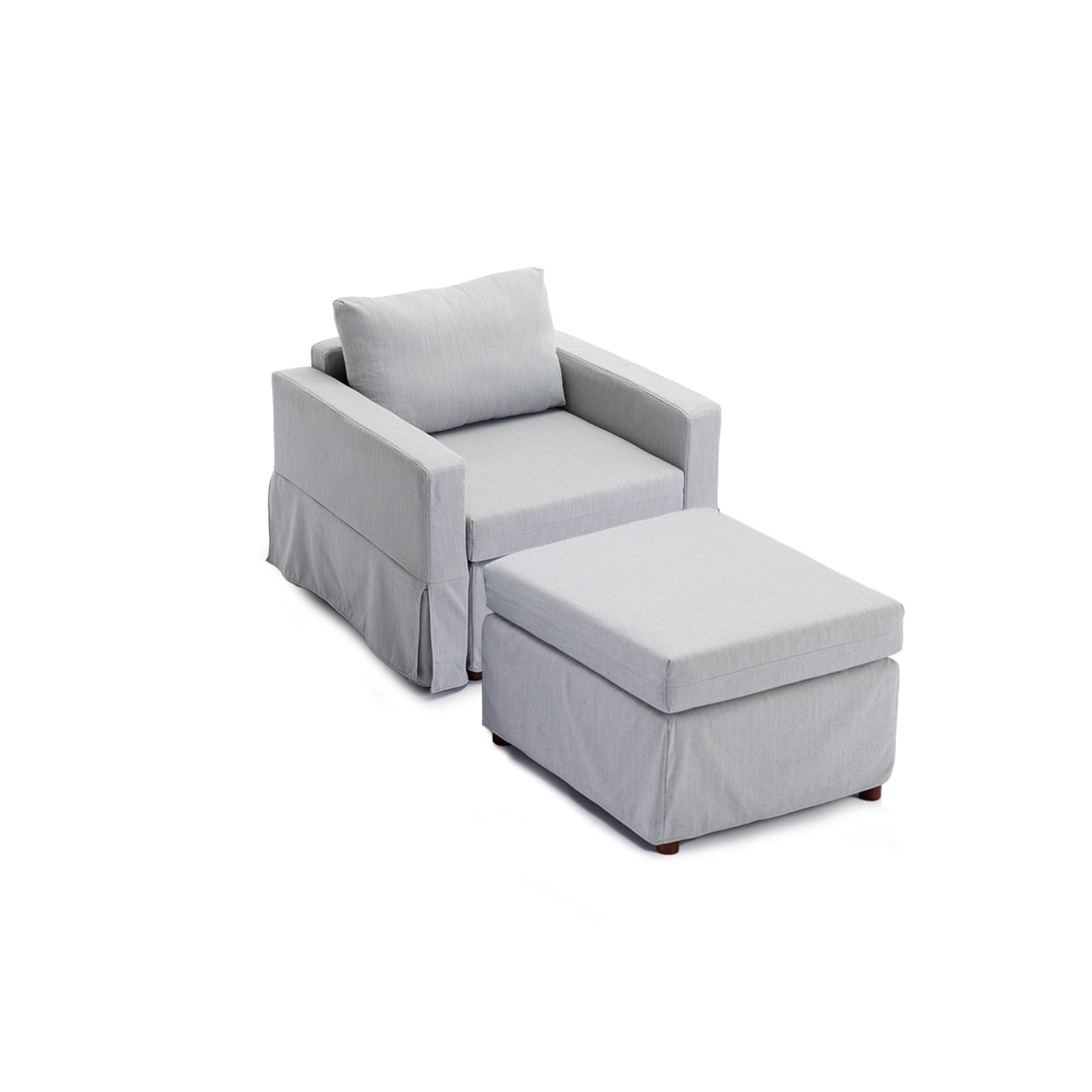 Single Seat Module Sofa Sectional Couch With 1 Ottoman,Cushion Covers Removable and Washable,Light Grey