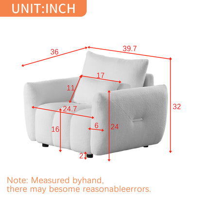 39.7'' Teddy Fabric Sofa, Modern Lounge Chair for Apartment, Office, Living Room and Bedroom