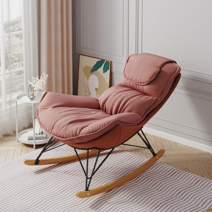 Leisure sofa single rocking chair, light luxury sofa chair, balcony leisure area single chair, comfortable and breathable characteristic chair, detachable and washable seat cushion (Color: Pink)