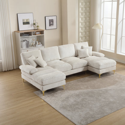 Modern Large chenille Fabric U-Shape Sectional Sofa