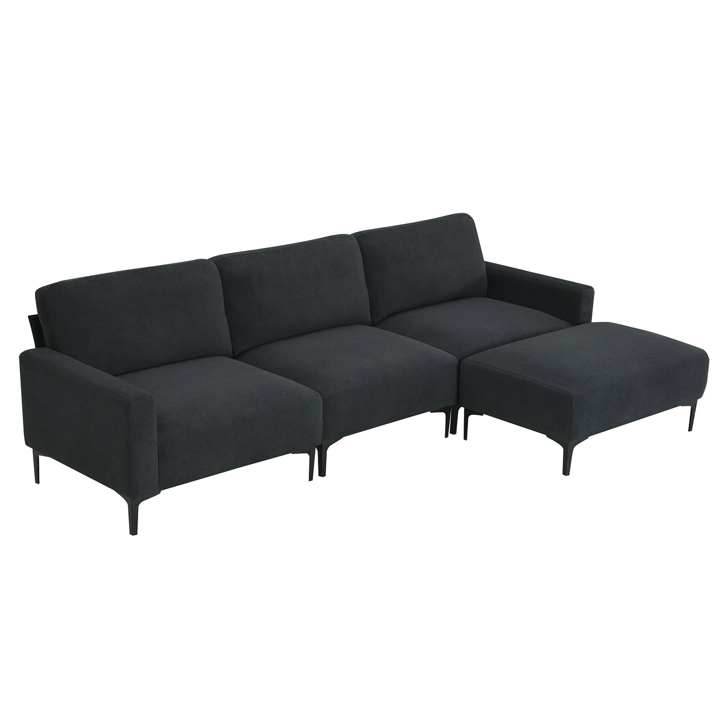 103.5*59" Modern L-shaped Sectional Sofa, 4-seat Velvet Fabric Couch Set with Convertible Ottoman,Freely Combinable Sofa for Living Room, Apartment, Office,Apartment,2 Colors