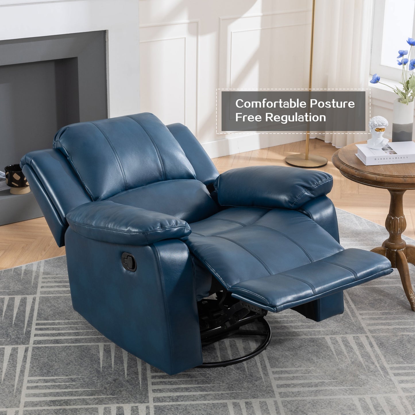 Swivel and Glider Recliner Chair,(Navy Blue)