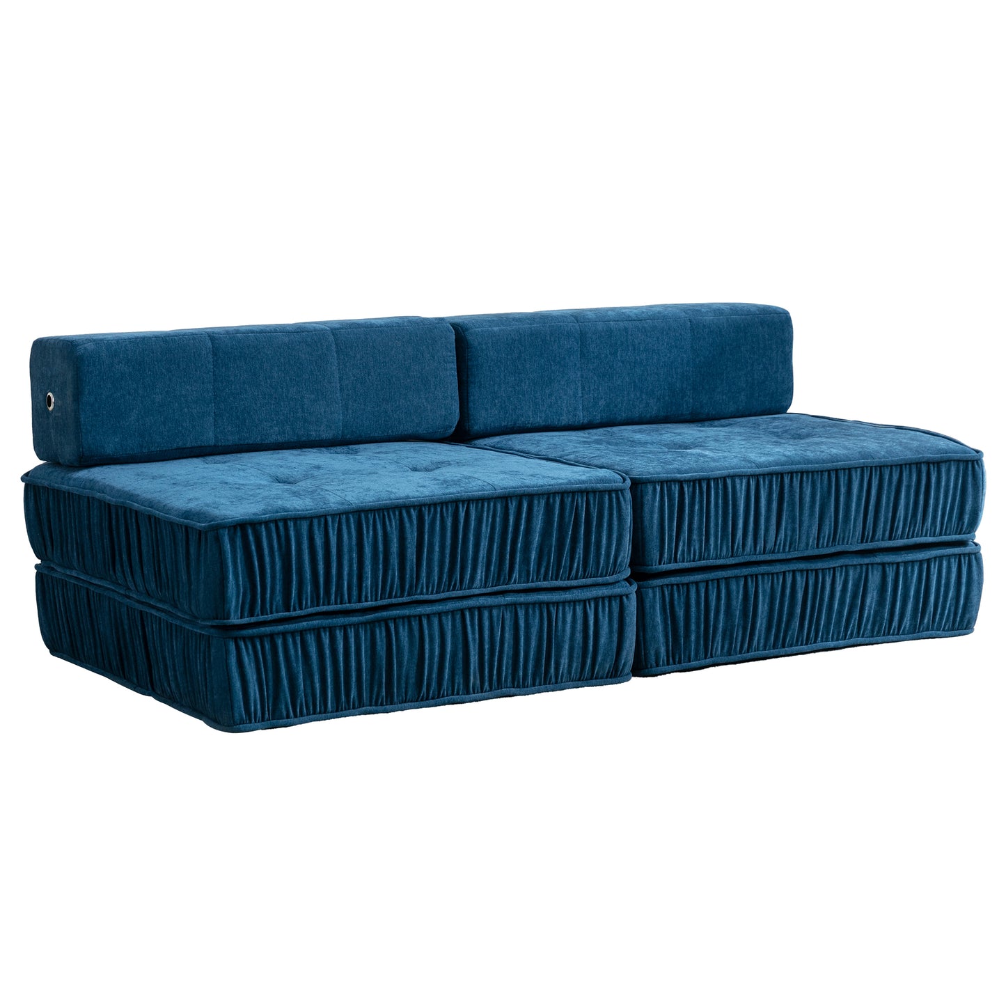 Folding Sofa Bed, Futon Sleeper Chair, Convertible Chair Floor Couch & Sleeping Mattress for Living Room, Guest Room, Home Office, Apartment, Small space, Bed, Removable Back Cushion, Blue, 1 Seat