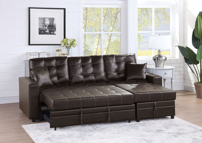 SECTIONAL in Black Faux Leather