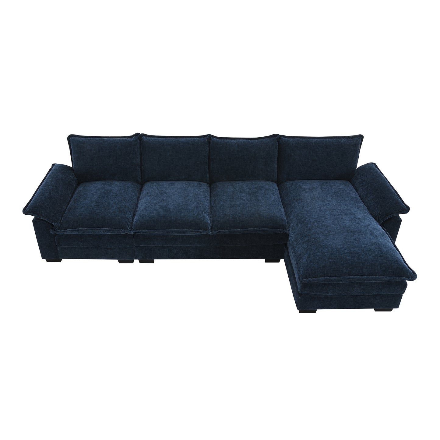 118*55" Modern L-shaped Chenille Cloud Sofa with Double Seat Cushions,5-seat Upholstered Indoor Furniture,Sleeper Sofa Couch with Chaise Lounge for Living Room,Apartment,3 Colors