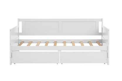 Daybed with two drawers, Twin size Sofa Bed, Two Storage Drawers for Bedroom,Living Room,White(New SKU:W504P149045)