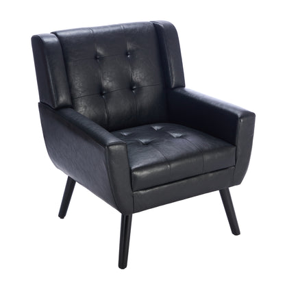 Modern Soft Leather Material Ergonomics Accent Chair Living Room Chair Bedroom Chair Home Chair With Black Legs For Indoor Home-Black PU