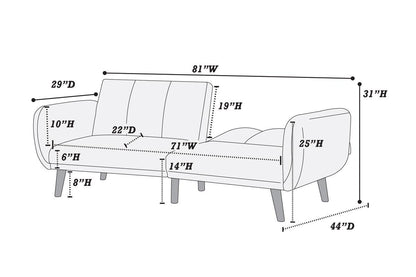 Elegant Modern Sofa Black Polyfiber 1pc Sofa Convertible Bed Wooden Legs Living Room Lounge Guest Furniture