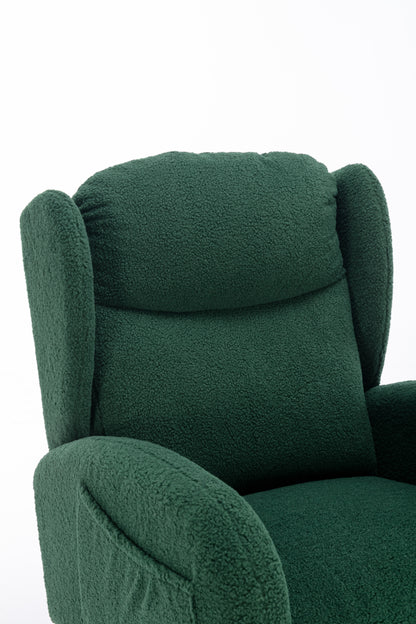 049-Teddy Fabric Rocking Chair With Packet Wood Legs,Green