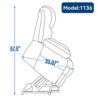 23" Seat Width and High Back Large Size Blue Chenille Power Lift Recliner Chair with 8-Point Vibration Massage and Lumbar Heating