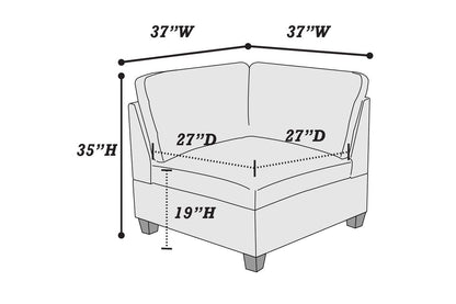 Living Room Furniture Tan Chenille Modular Sectional 6pc Set Corner L-Sectional Modern Couch 2x Corner Wedge 2x Armless Chairs and 2x Ottomans Plywood