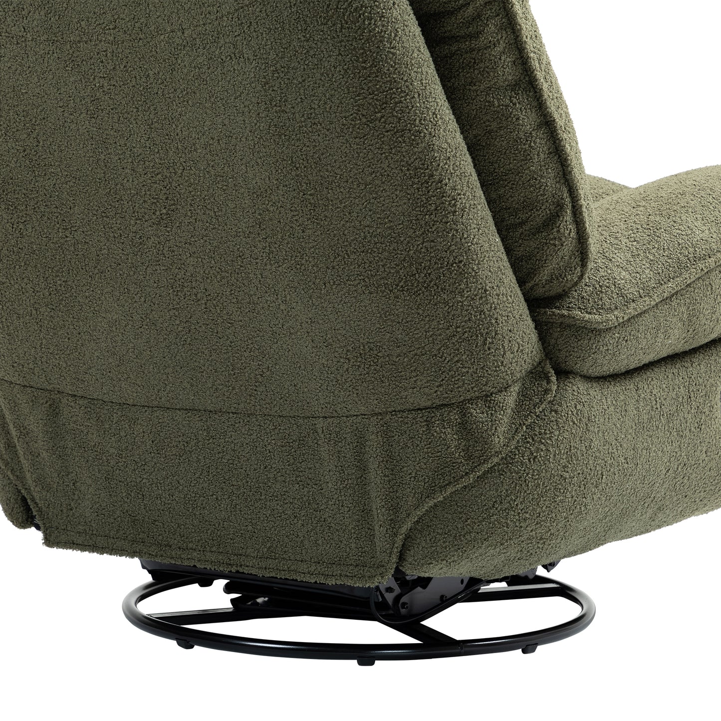 360° Swivel Recliner Adjustable Chair Chenille Glider Swivel Reclining Sofa Chair with Black Metal Round Base - Green