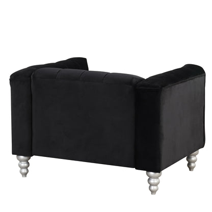 42" Modern Sofa Dutch Fluff Upholstered sofa with solid wood legs, buttoned tufted backrest,