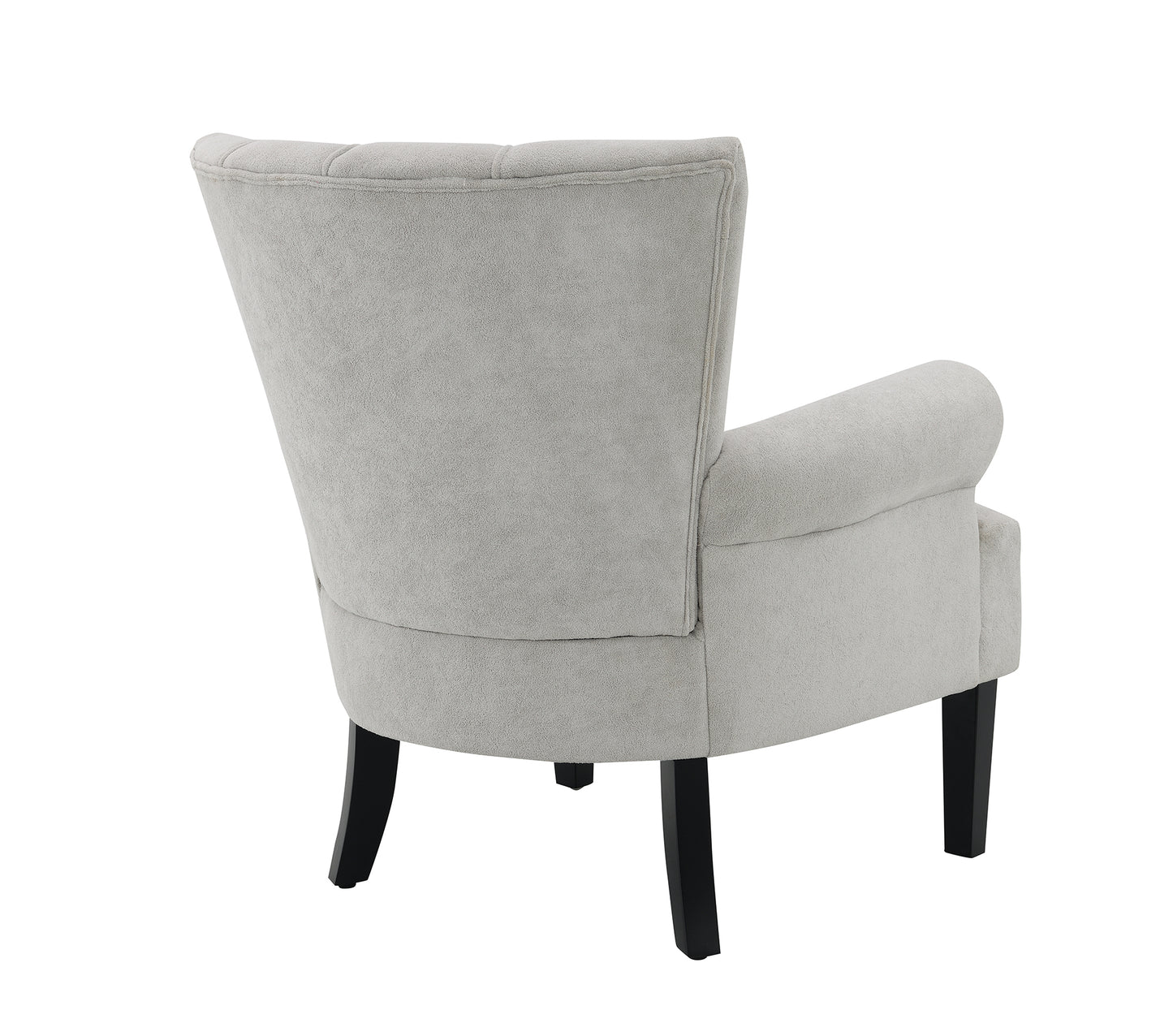 Modern Accent Living Room Chairs,Polyester Armchair Club Chair with channel back, Accent chair for Living room, Bedroom Reading room, soft fabric, wooden Leg, Light Grey