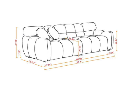 87.4 length,35.83" deepth,human body structure for USA people, marshmallow sofa,boucle sofa,3 seater, OLIVE GREEN BOUCLE