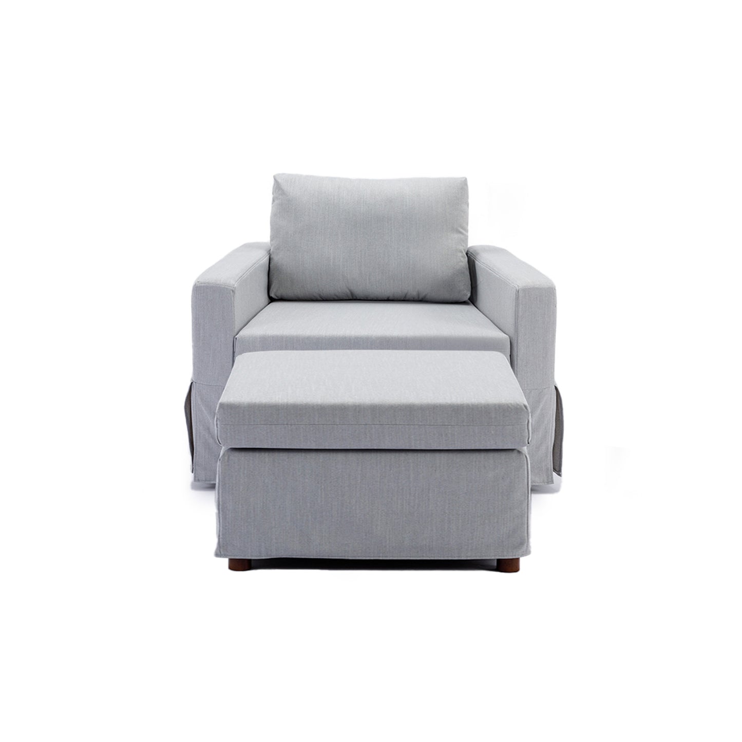 Single Seat Module Sofa Sectional Couch With 1 Ottoman,Cushion Covers Removable and Washable,Light Grey