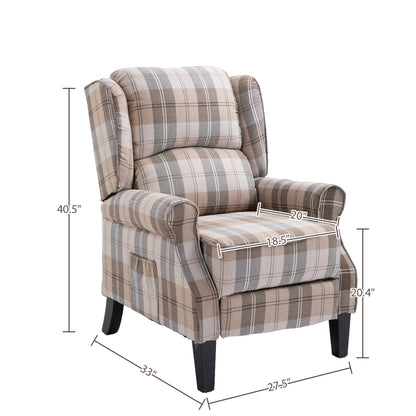 Armchair Sofa Comfortable Upholstered leisure chair / Recliner Chair for Living Room(Beige Check)