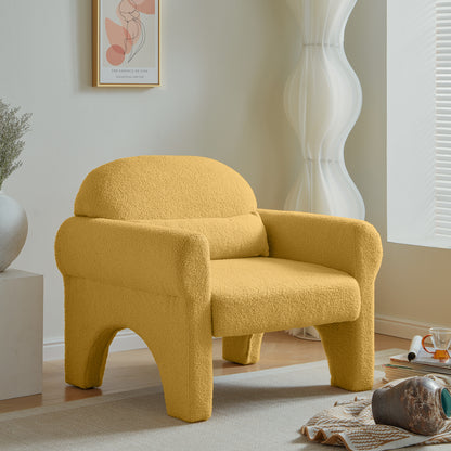 Modern boucle accent chair with lumbar pillow for living room