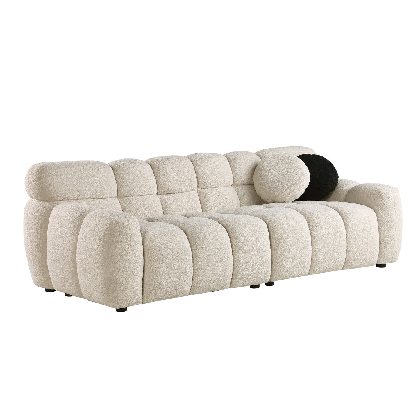 87.4 length,35.83" deepth,human body structure for USA people, marshmallow sofa,boucle sofa,3 seater, BEIGE BOUCLE