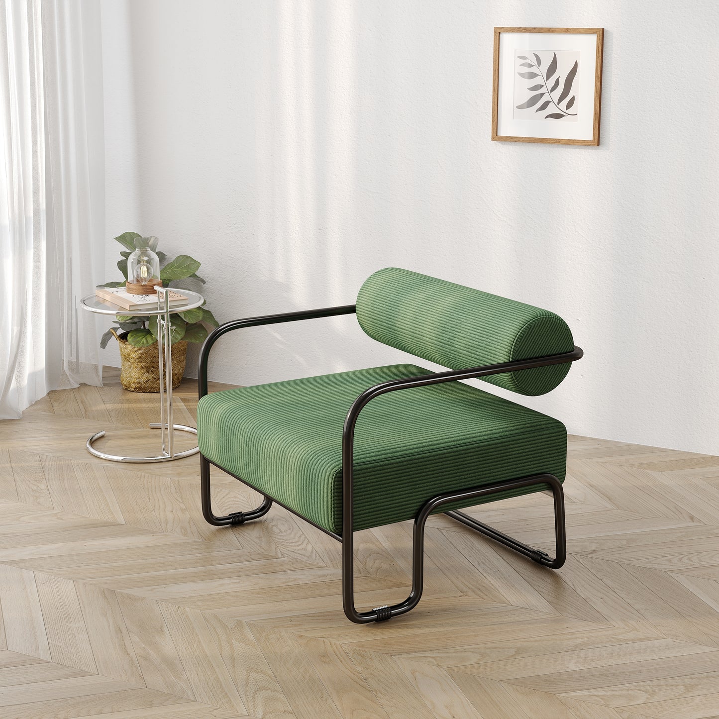 Living room iron sofa chair, lazy individual chair, balcony leisure chair (Color: Green)