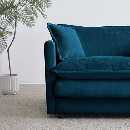 Free Combination Comfy Upholstery Modular Oversized L Shaped Sectional Sofa With Reversible Ottoman, Blue Chenille