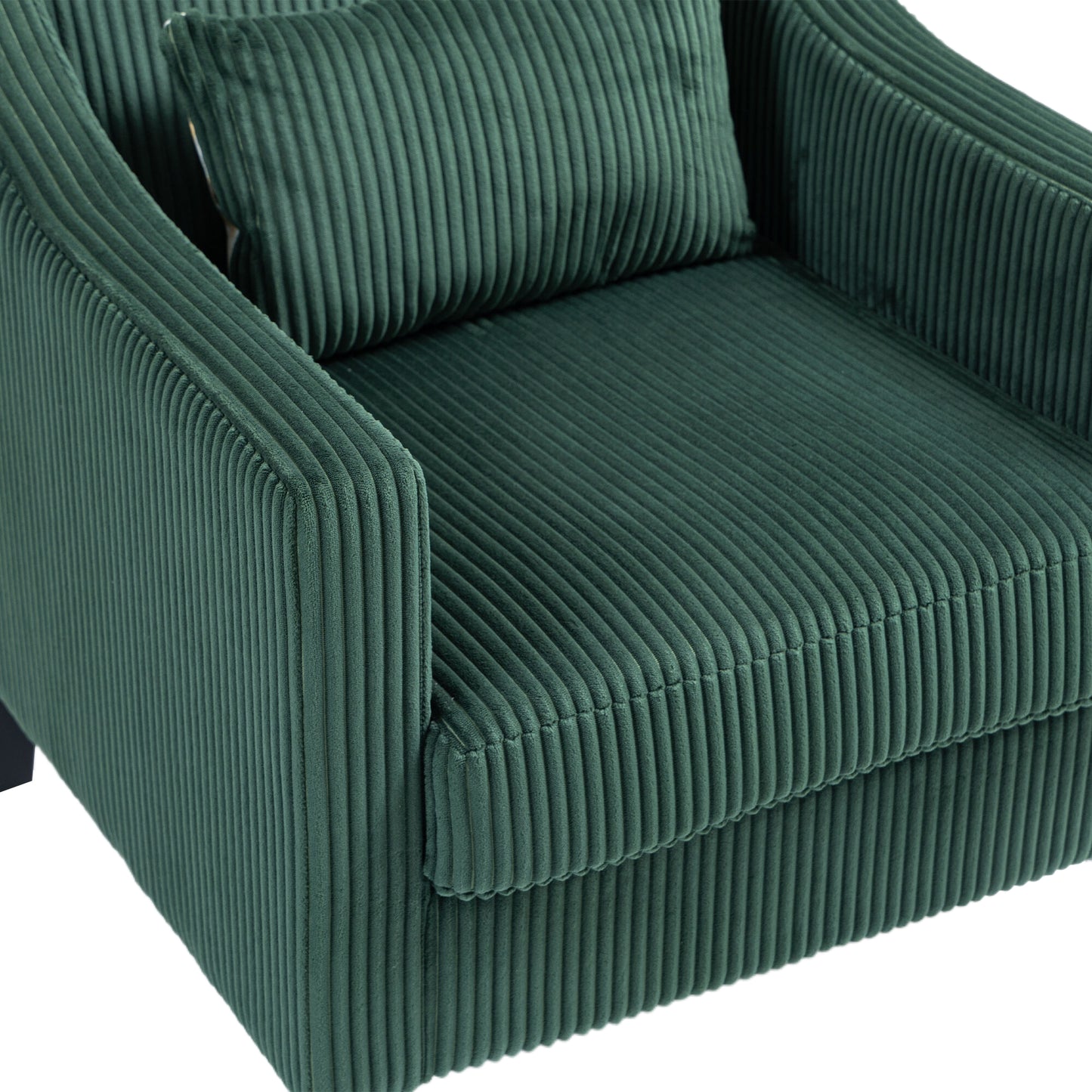 Modern Accent Chair,Upholstered Armchair with Scooped Arms for Bedroom,Apartment,Studio,Office,Waiting Room(Emerald Corduroy)