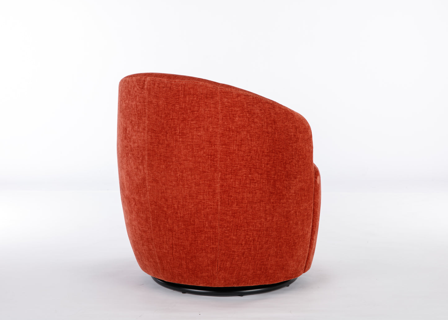 Fabric Swivel Accent Armchair Barrel Chair With Black Powder Coating Metal Ring,Orange