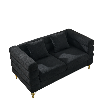 3-seater + 2-seater Combination sofa.BLACK teddy