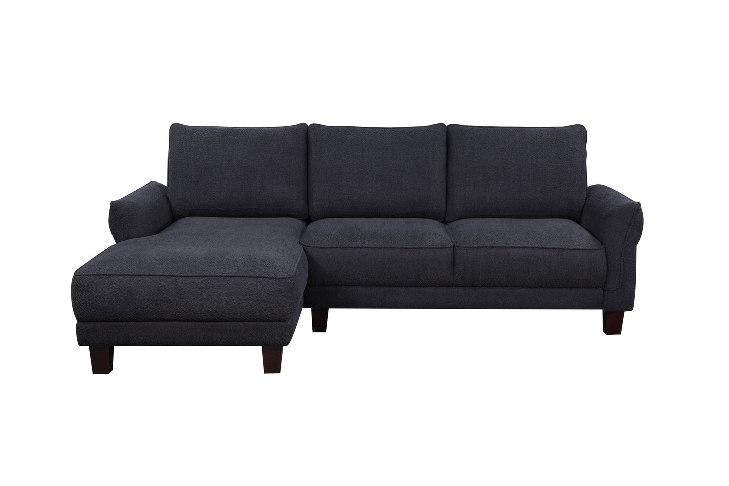 96" Black Sherpa Sectional Sofa with Left-Facing Chaise