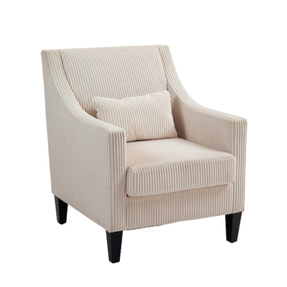 Modern Accent Chair,Upholstered Armchair with Scooped Arms for Bedroom,Apartment,Studio,Office,Waiting Room(Beige Corduroy)