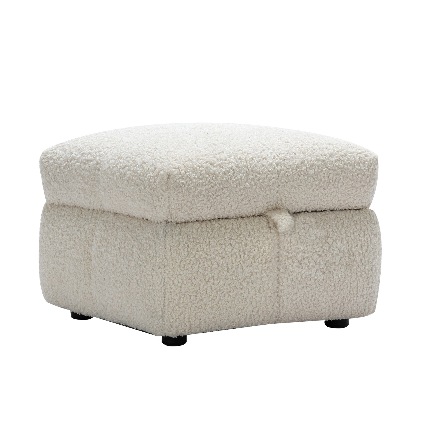 87.7" Sectional Sofa Cozy Teddy Fleece Fabric Sectional Sofa Couch with Two USB Ports a Movable Storage Ottoman and Two Lumbar Pillows for Living Room, Creamy White