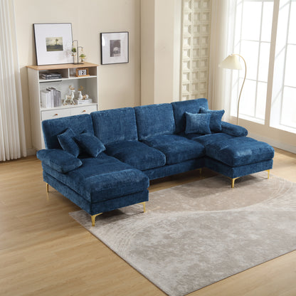 Modern Large chenille Fabric U-Shape Sectional Sofa