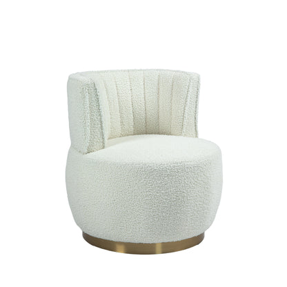 360 Degree Swivel Cuddle Barrel Accent Sofa Chairs, Round Armchairs with Wide Upholstered, Teddy Fabric Chair for Living Room, Bedroom, Office, Waiting Rooms