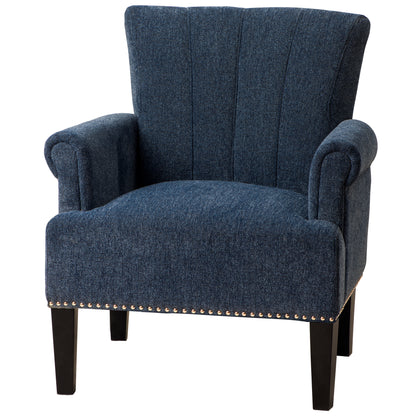 Accent Rivet Tufted Polyester Armchair,Navy Blue