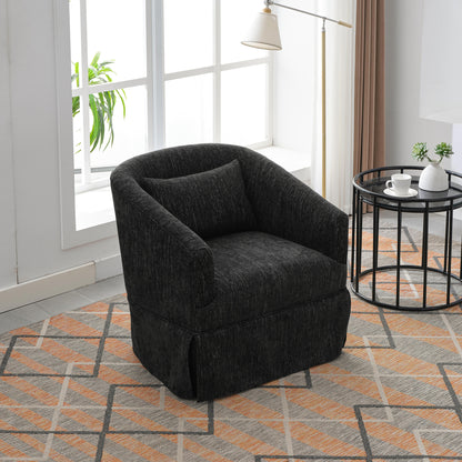 360-degree Swivel Accent Armchair Linen Blend BLACK